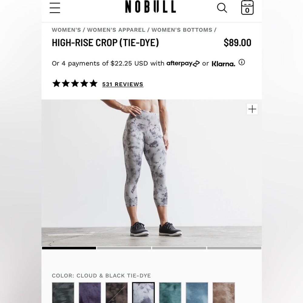 NoBull HIGH-RISE CROP (TIE-DYE) Size XS